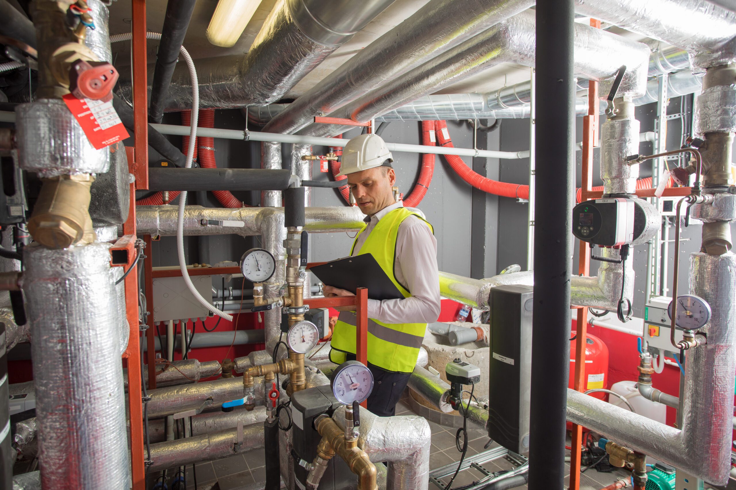 Person Checking Pipes